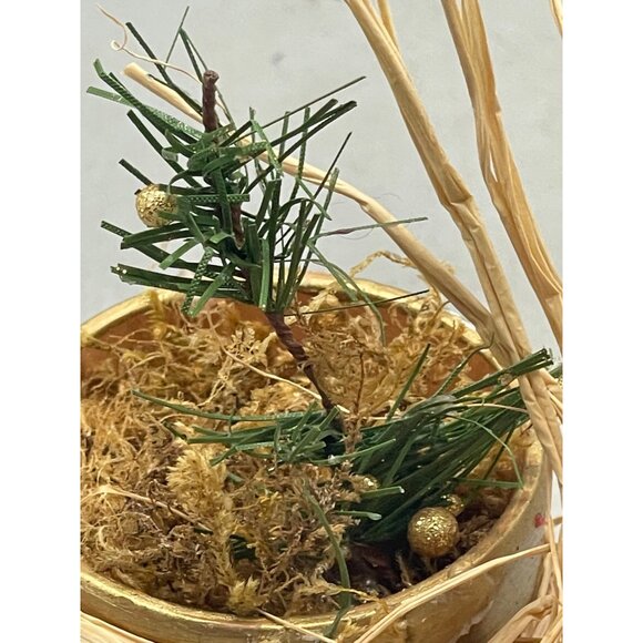 Handmade foe Christmas tree in a pot red gold figurine decor 5" READ - Picture 3 of 5